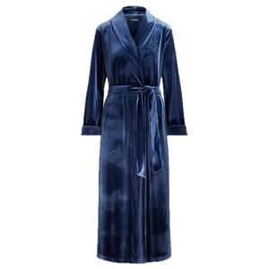 Blue Velvet Ralph Lauren Cozy Shawl
Collar Long Tie Robe S